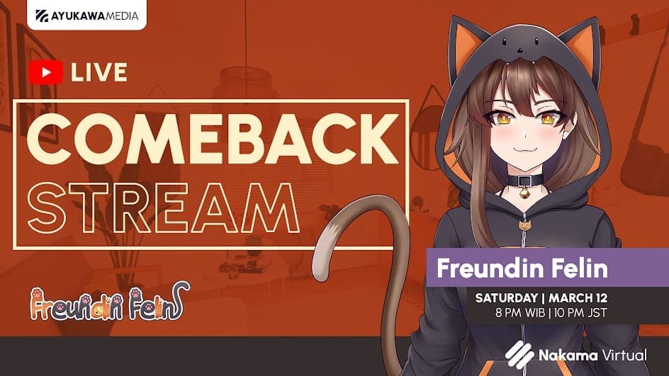 VTuber Indonesia Freundin Felin Telah Kembali! Kegiatan Live Streaming Akan Dilanjutkan Mulai Sabtu Ini