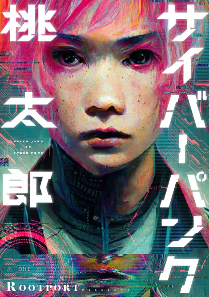 Cyberpunk Momotaro, manga berupa AI art karena dibuat oleh AI dan diprogram oleh Rootport.
